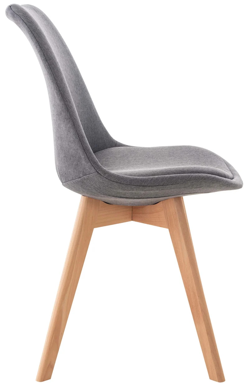 Chaise de salle à manger x1 design scandinave en tissu gris et pieds en bois clair 10_0002295