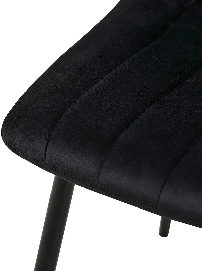 Chaise de salle à manger x1 coutures décoratives verticales assise en tissu velours noir pieds en métal noir 10_0002199