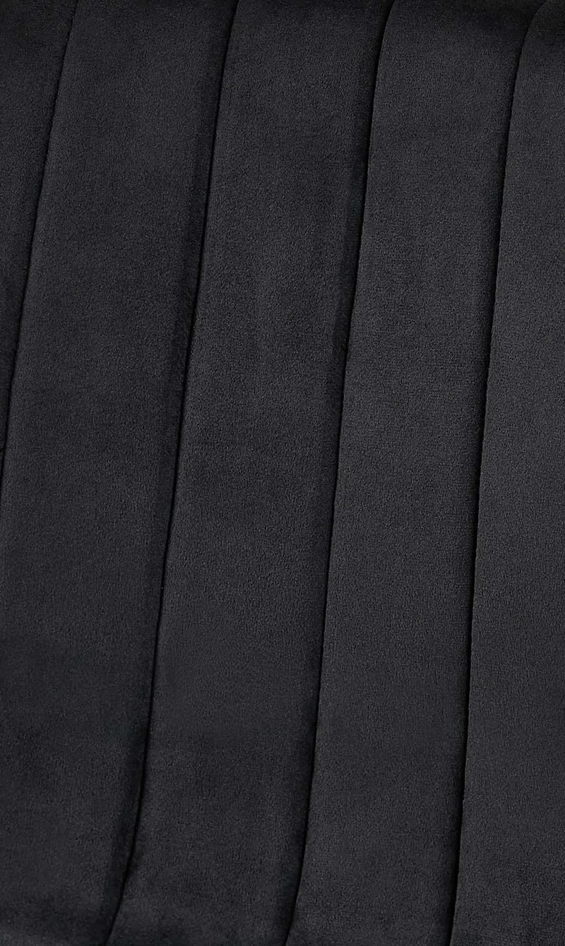 Chaise de salle à manger x1 coutures décoratives verticales assise en tissu velours noir pieds en métal noir 10_0002199