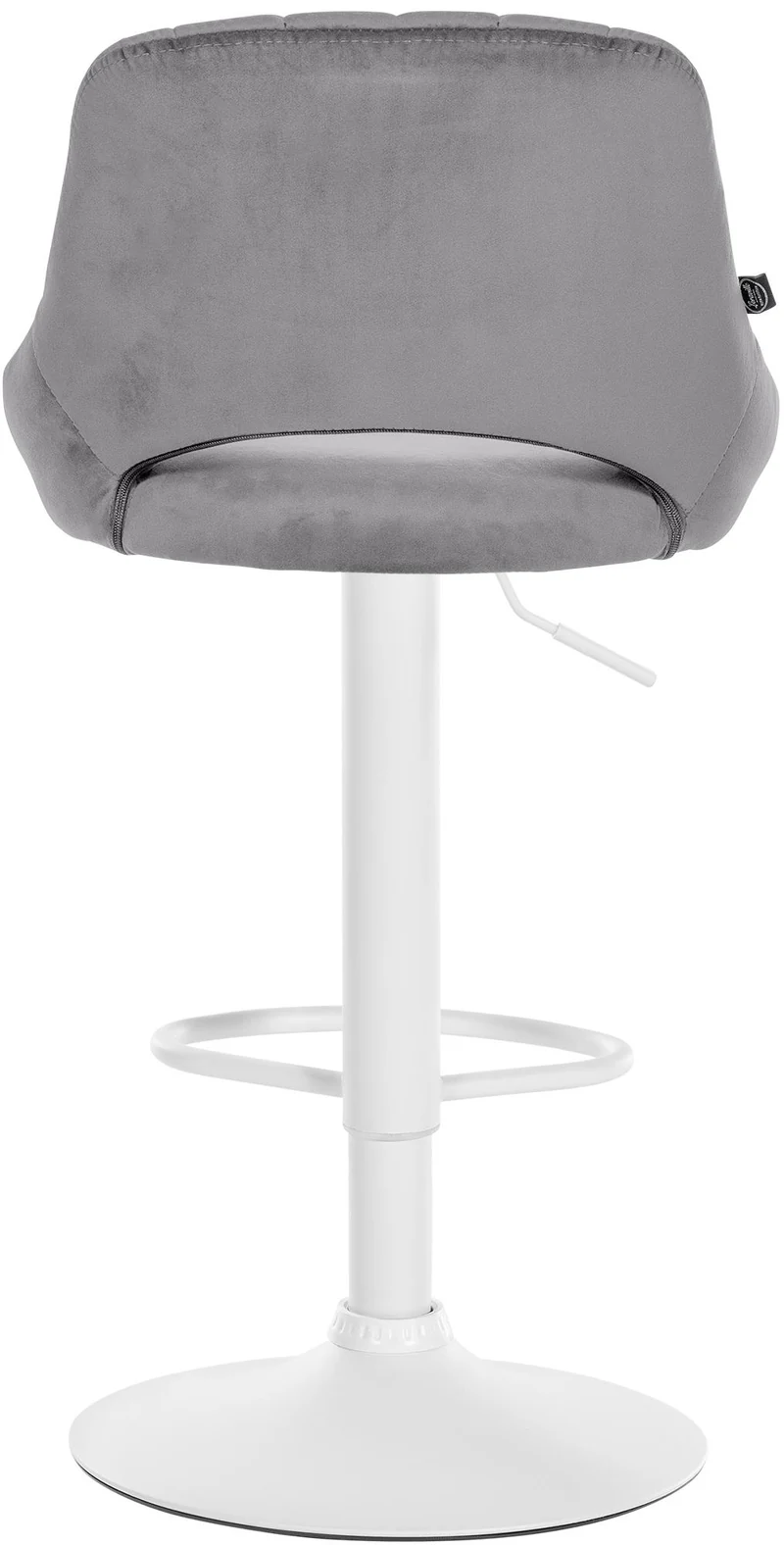 Lot de 2 tabourets de bar réglables en velours gris foncé dossier ajouré et pied métal blanc 10_0006264