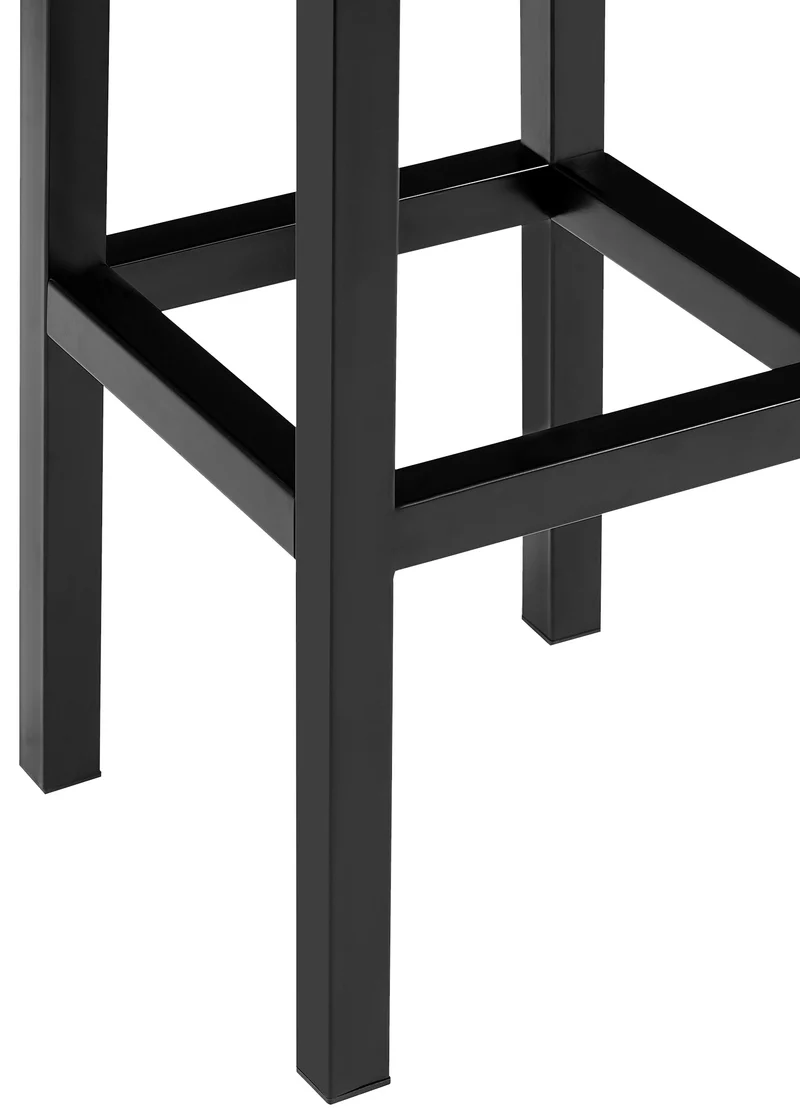 Tabouret de bar x1 assise carrée rembourrée en tissu bleu hauteur d'assise 83 cm structure en métal noir 10_0005756
