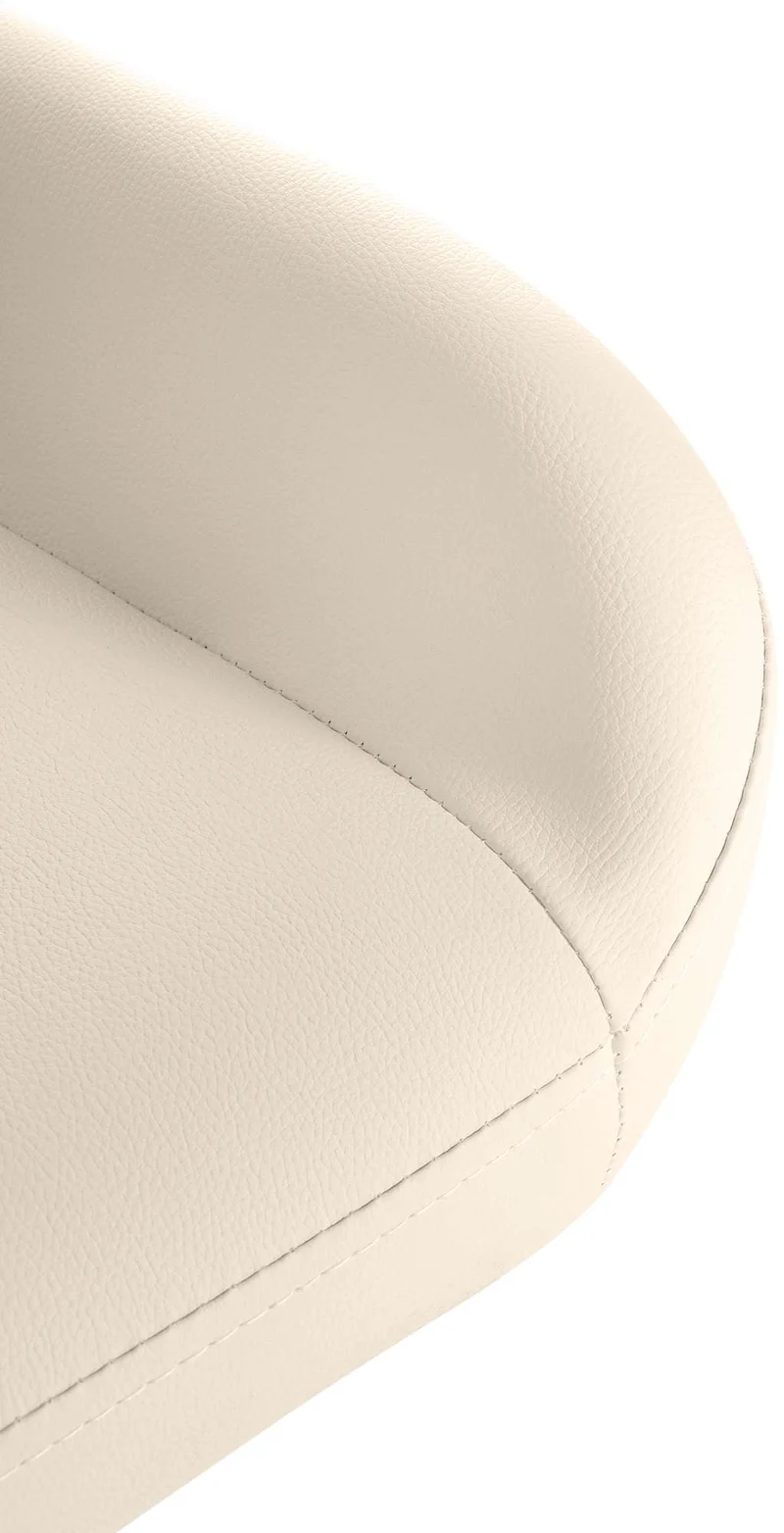 Tabouret de bar x1 avec repose-pieds et accoudoirs en similicuir crème piètement en trompette métal doré 10_0005606