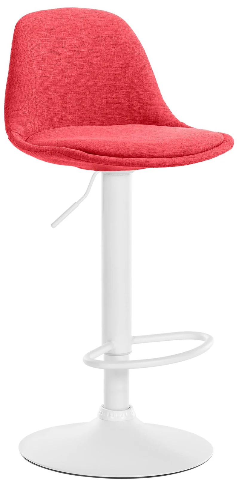 Tabouret de bar x1 moderne et confortable assise en tissu rouge pieds en métal blanc 10_0006275