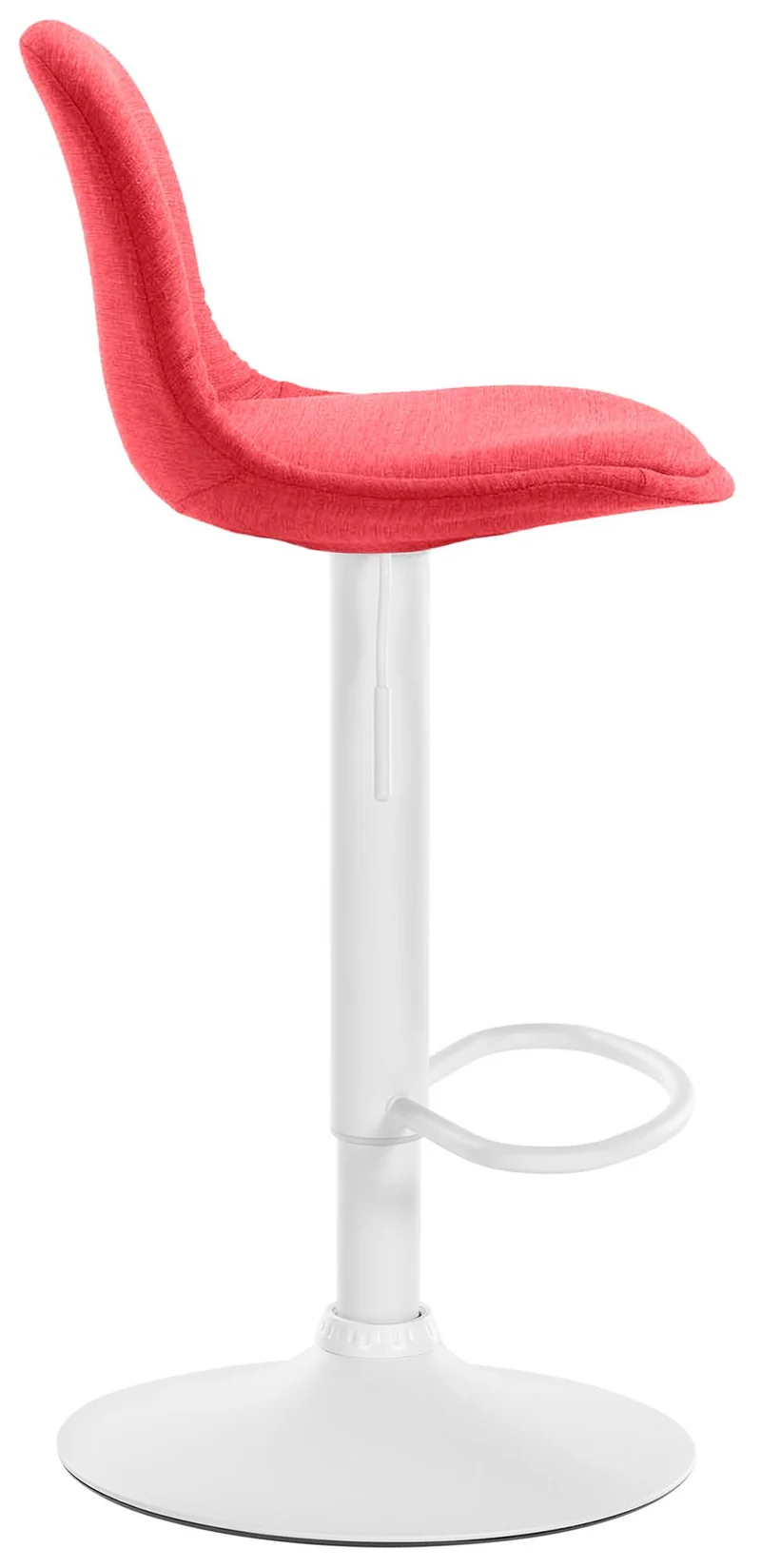 Tabouret de bar x1 moderne et confortable assise en tissu rouge pieds en métal blanc 10_0006275