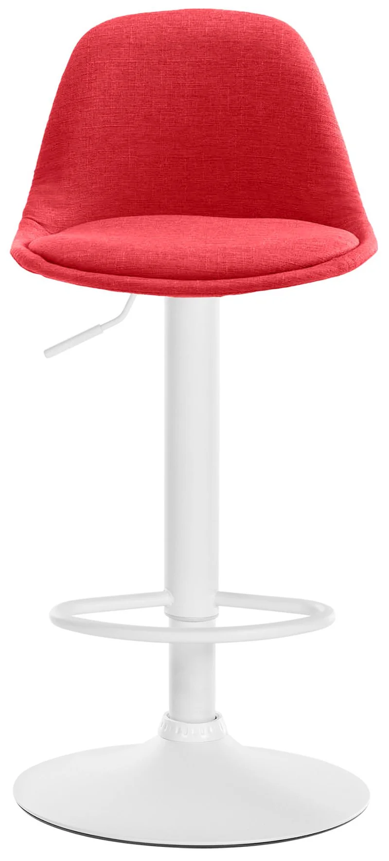 Tabouret de bar x1 moderne et confortable assise en tissu rouge pieds en métal blanc 10_0006275