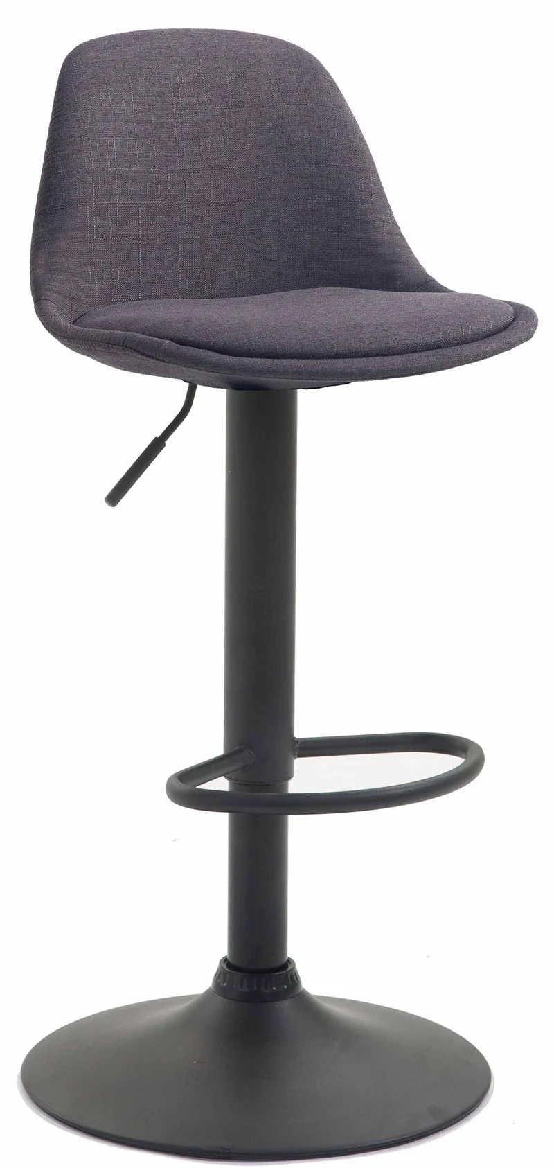 Tabouret de bar x1 moderne et confortable assise en tissu gris foncé pieds en métal noir 10_0006076