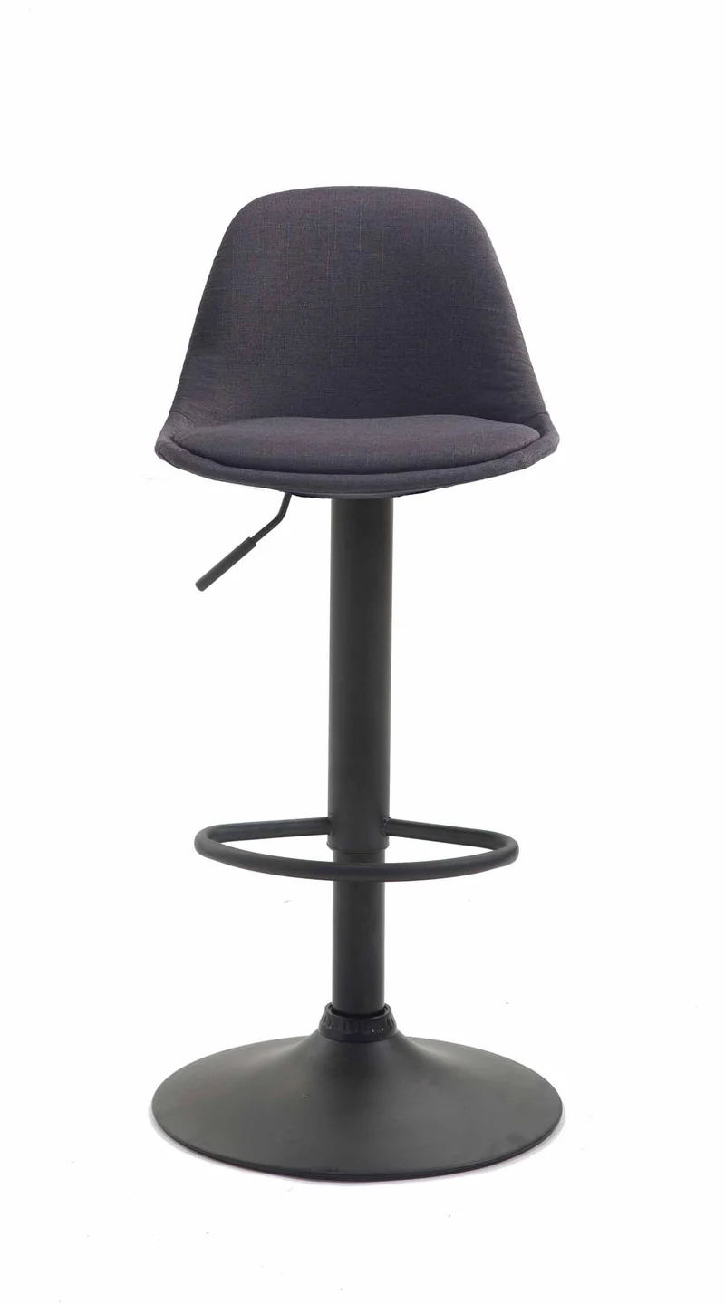 Tabouret de bar x1 moderne et confortable assise en tissu gris foncé pieds en métal noir 10_0006076