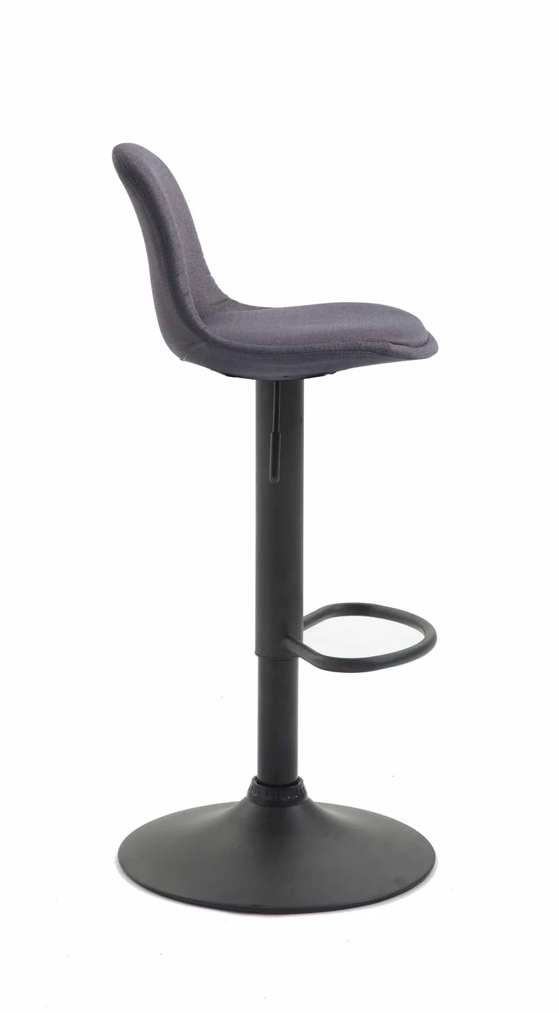 Tabouret de bar x1 moderne et confortable assise en tissu gris foncé pieds en métal noir 10_0006076