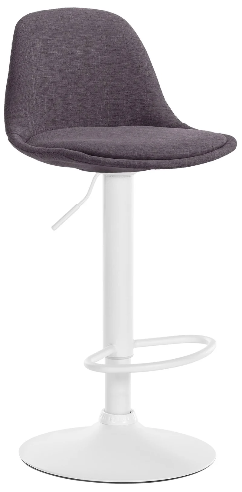 Tabouret de bar x1 moderne et confortable assise en tissu gris foncé pieds en métal blanc 10_0005669