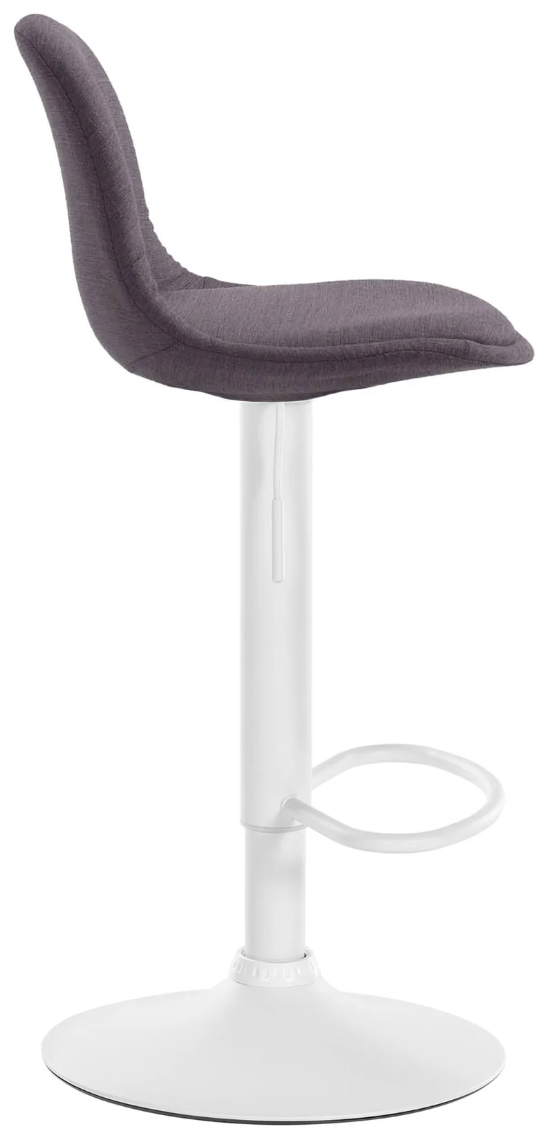 Tabouret de bar x1 moderne et confortable assise en tissu gris foncé pieds en métal blanc 10_0005669