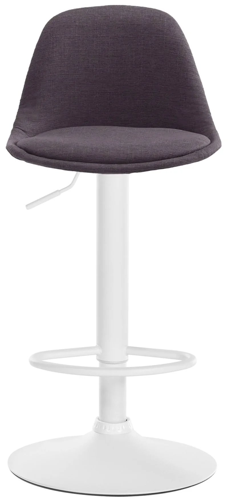 Tabouret de bar x1 moderne et confortable assise en tissu gris foncé pieds en métal blanc 10_0005669
