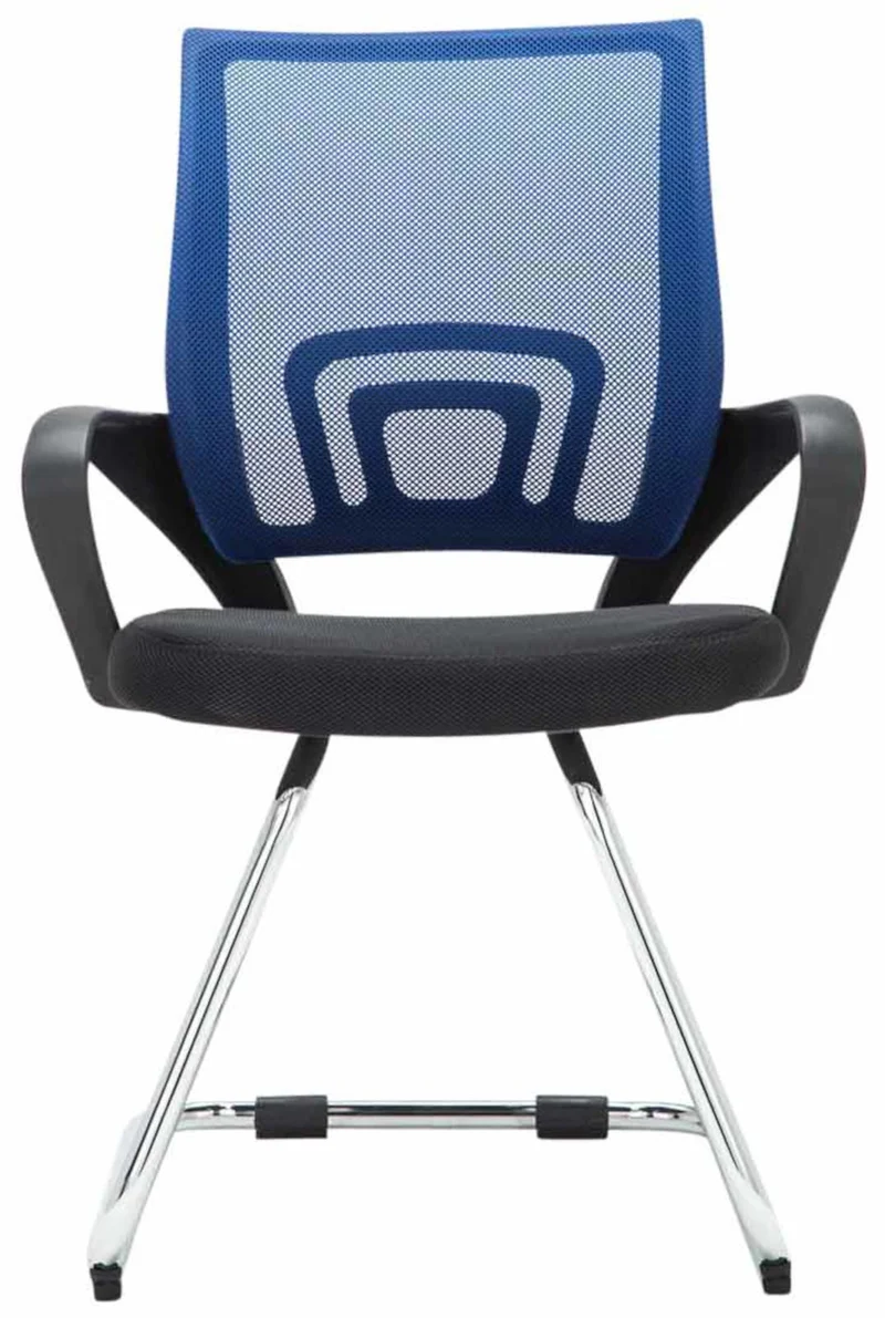 Lot de 2 chaises visiteurs dossiers ergonomiques incurvés en tissu bleu cadre en métal chromé 10_0006192