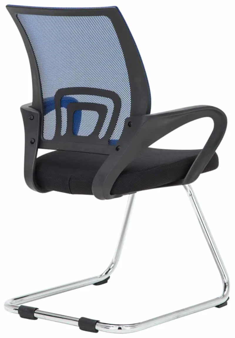 Lot de 2 chaises visiteurs dossiers ergonomiques incurvés en tissu bleu cadre en métal chromé 10_0006192
