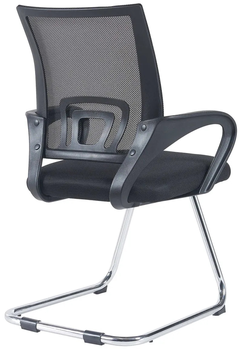 Lot de 2 chaises visiteurs dossiers ergonomiques incurvés en tissu noir cadre en métal chromé 10_0006017