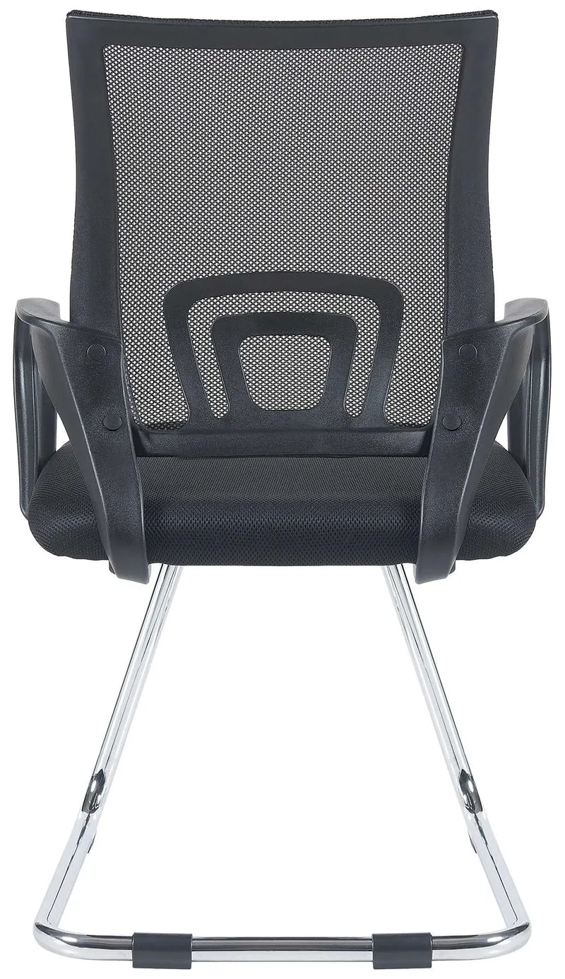 Lot de 2 chaises visiteurs dossiers ergonomiques incurvés en tissu noir cadre en métal chromé 10_0006017