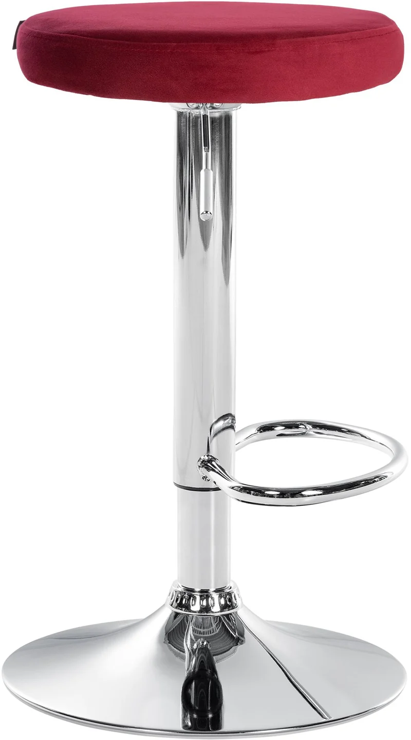 Tabouret de bar x1 design simple hauteur réglable revêtement en velours bleu pieds en métal chromé 10_0006533