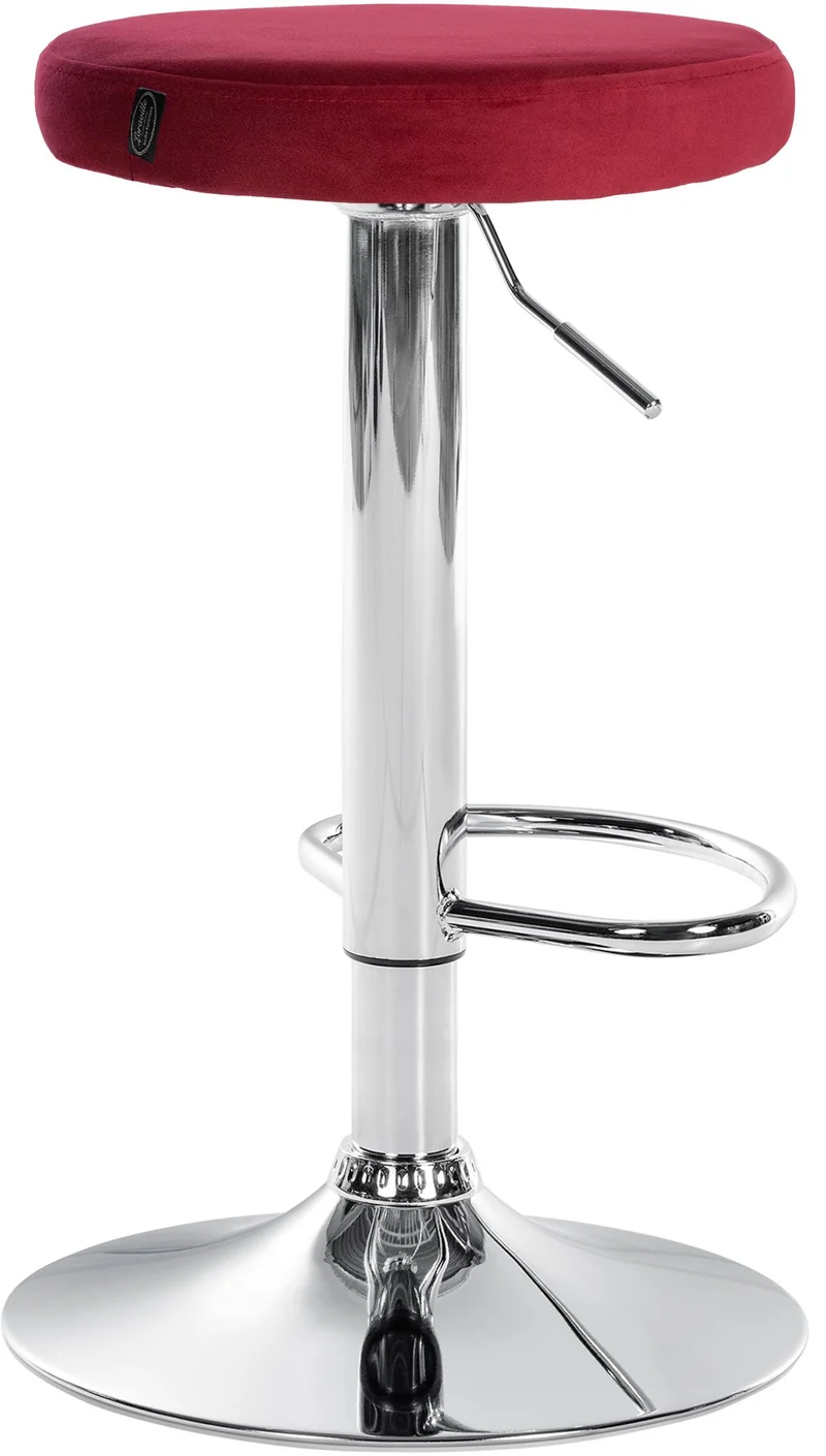Tabouret de bar x1 design simple hauteur réglable revêtement en velours bleu pieds en métal chromé 10_0006533