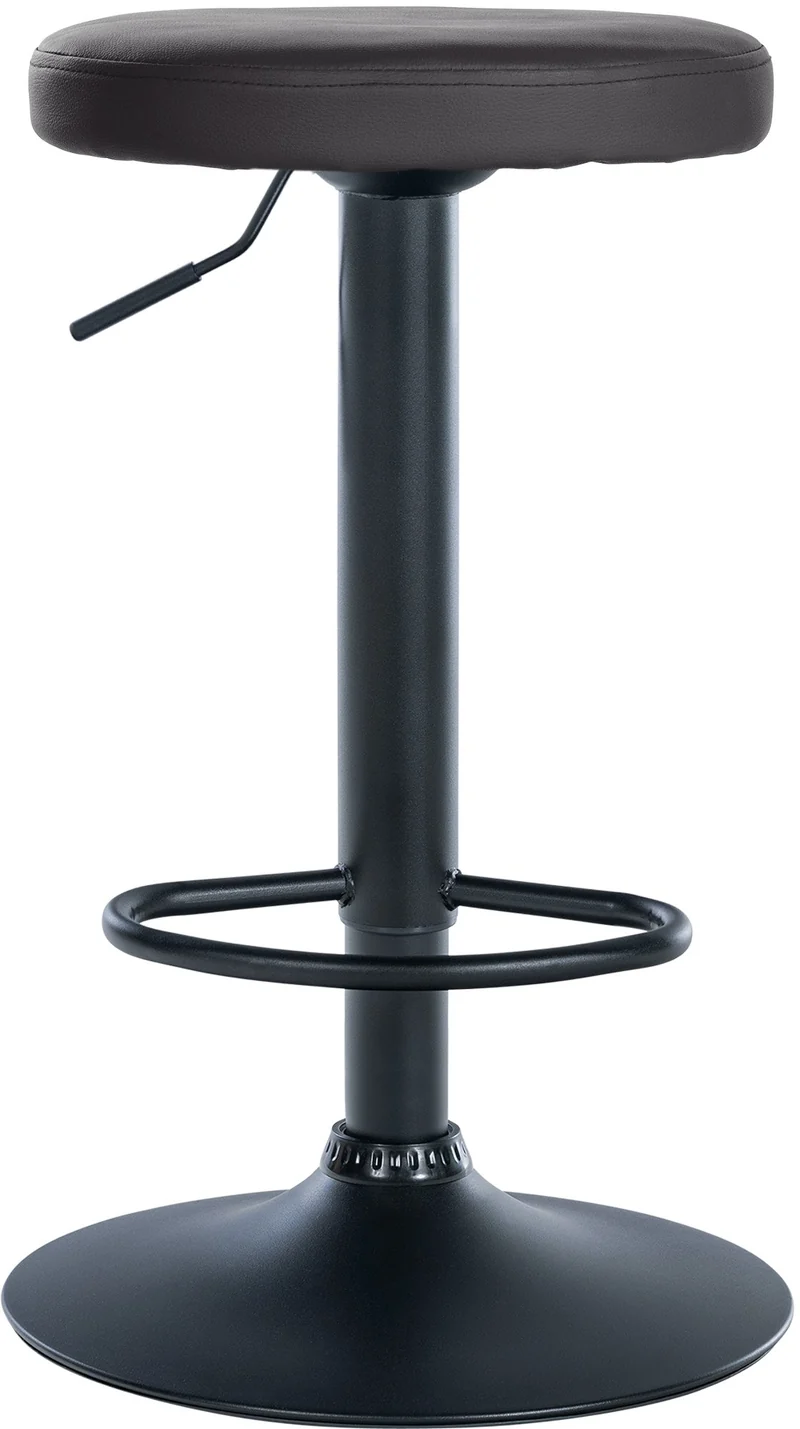 Tabouret de bar x1 design simple hauteur réglable revêtement en similicuir noir pieds en métal noir 10_0006398