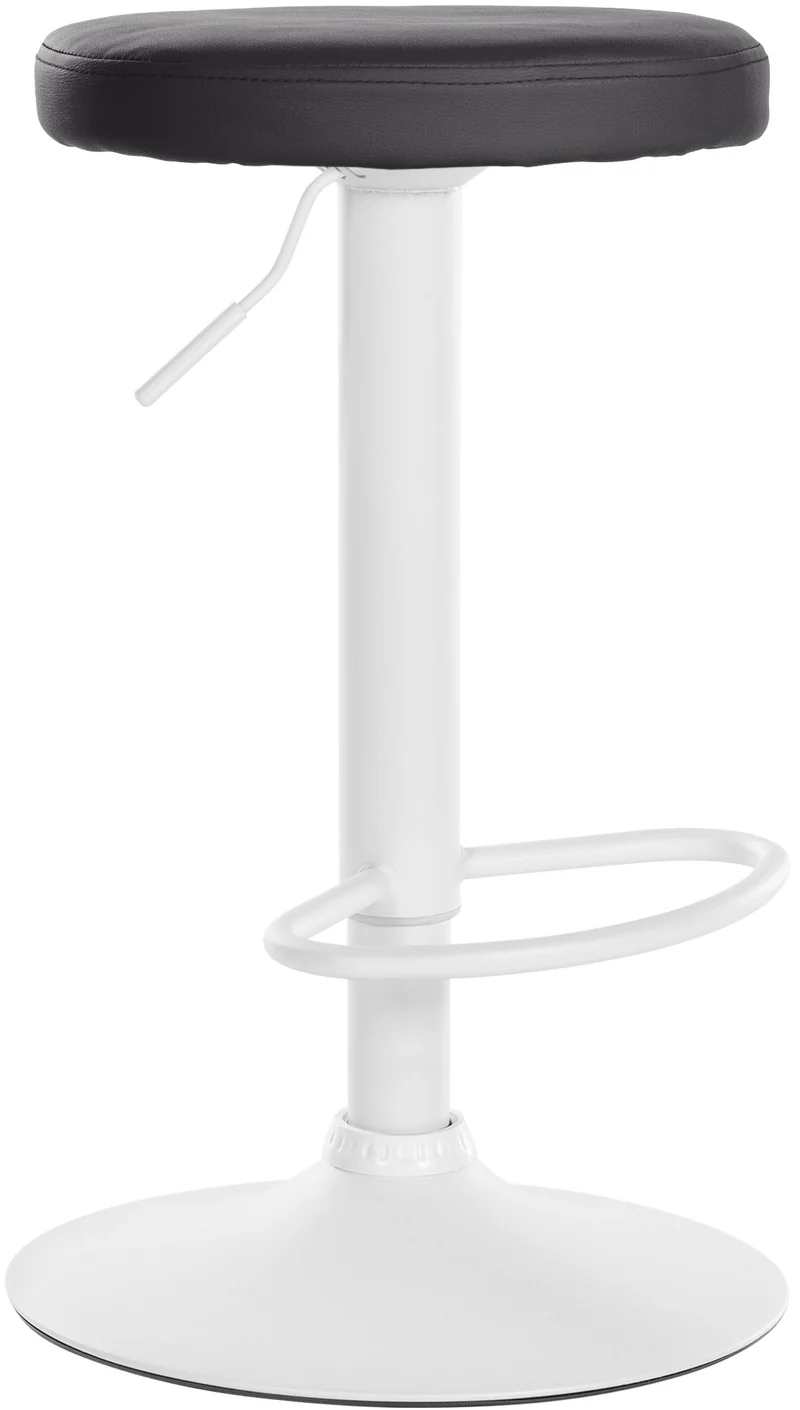 Tabouret de bar x1 design simple hauteur réglable revêtement en similicuir noir pieds en métal blanc 10_0006396