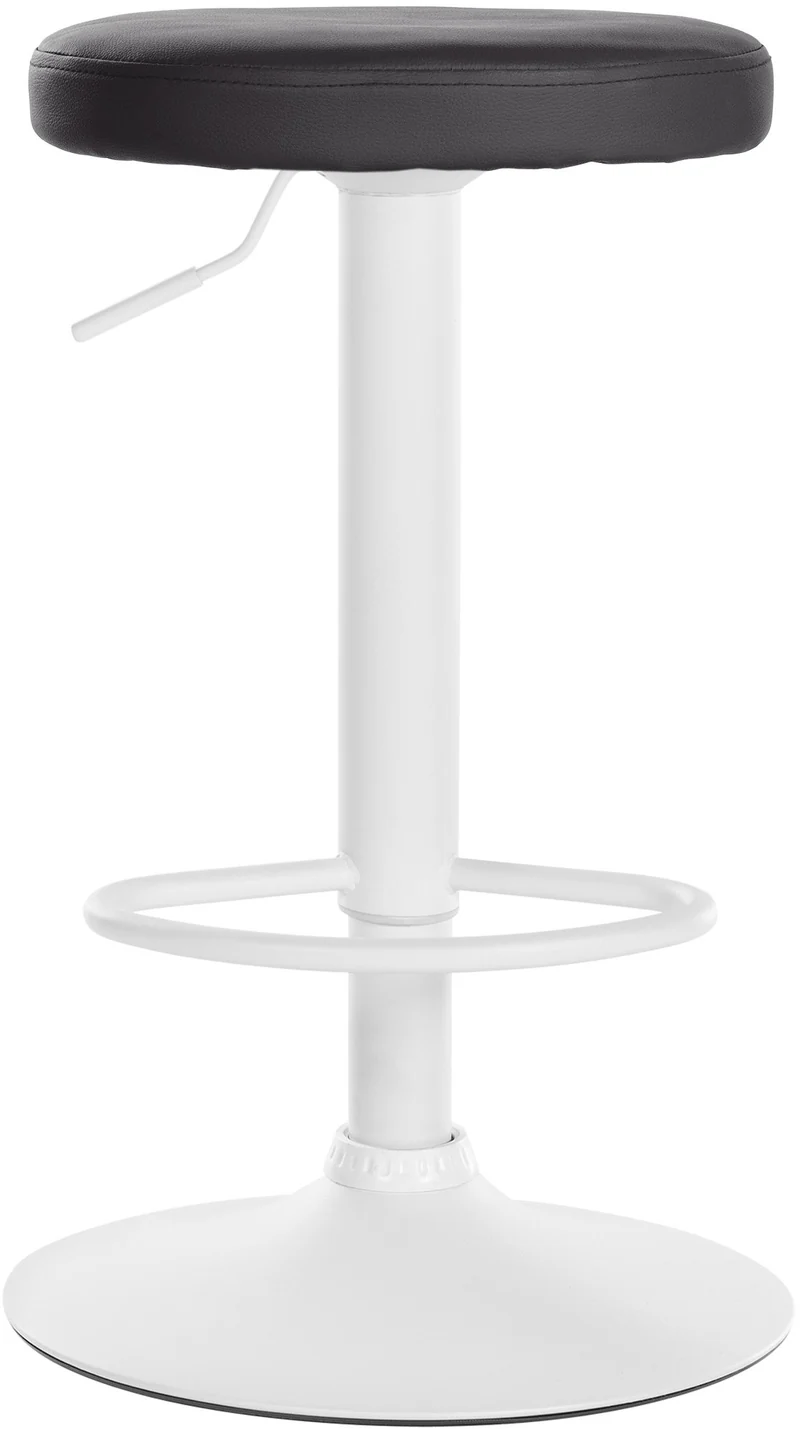 Tabouret de bar x1 design simple hauteur réglable revêtement en similicuir noir pieds en métal blanc 10_0006396