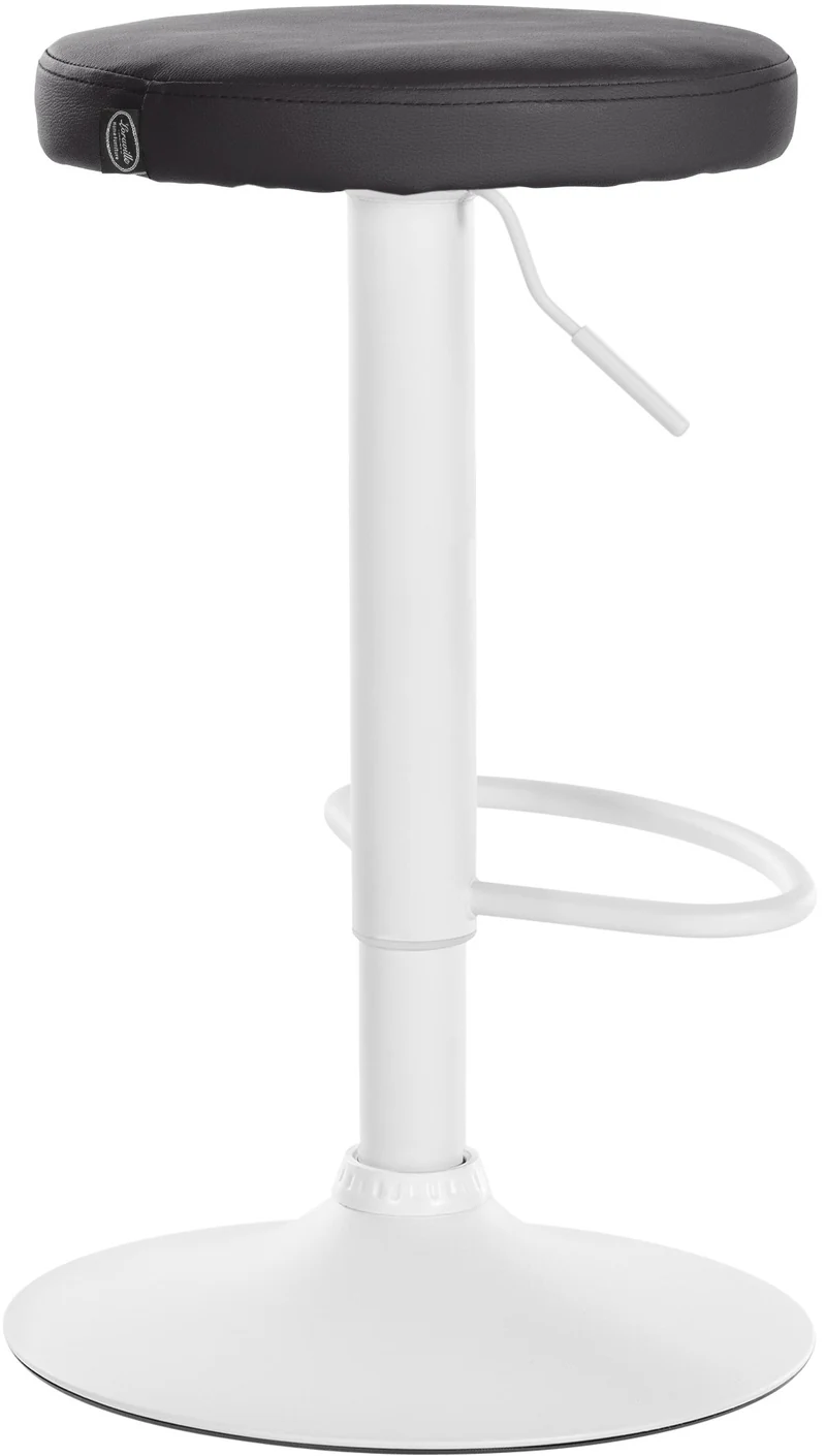 Tabouret de bar x1 design simple hauteur réglable revêtement en similicuir noir pieds en métal blanc 10_0006396