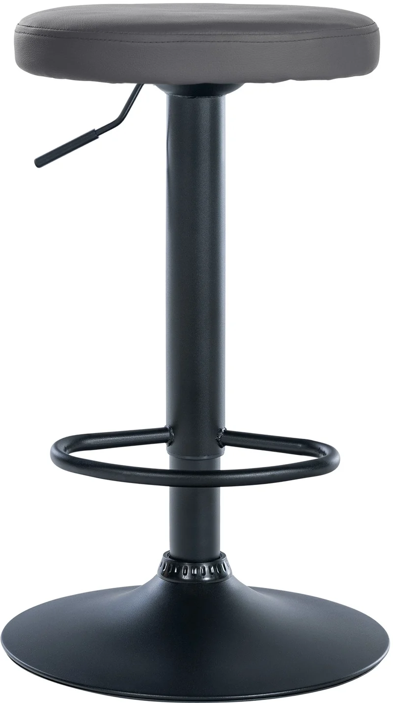 Tabouret de bar x1 design simple hauteur réglable revêtement en similicuir gris pieds en métal noir 10_0006367