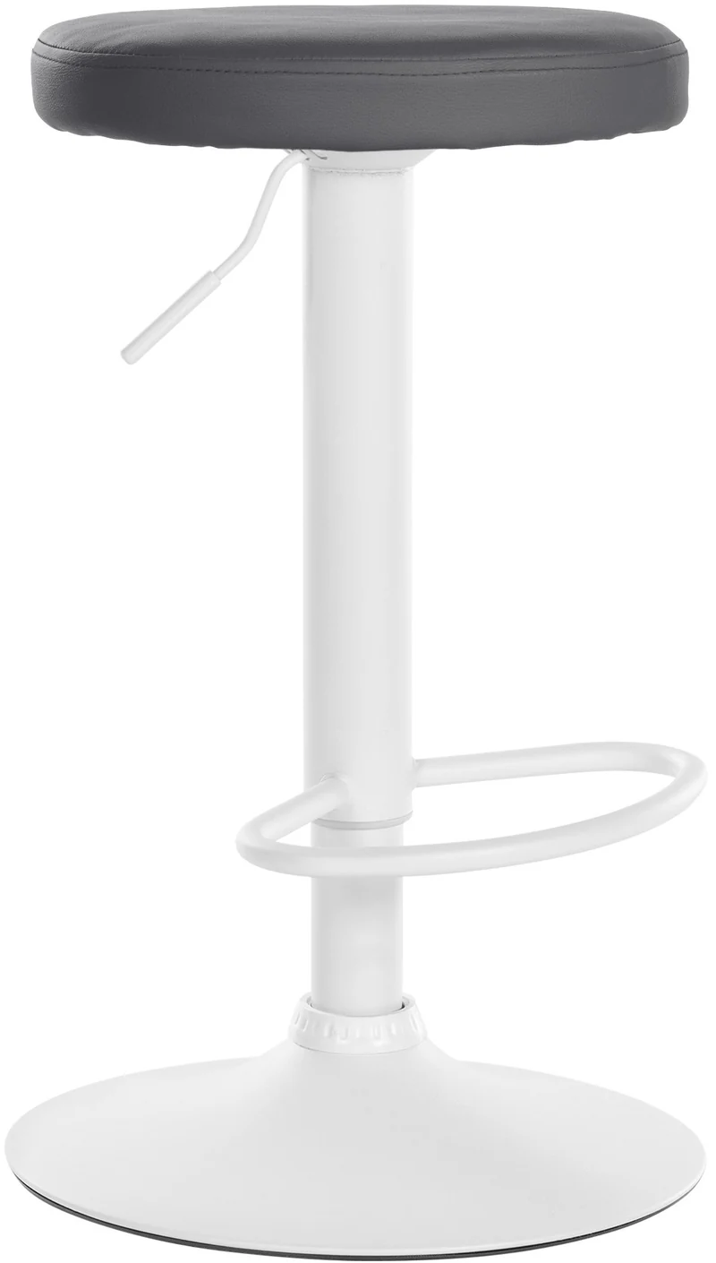 Tabouret de bar x1 design simple hauteur réglable revêtement en similicuir gris pieds en métal blanc 10_0006365