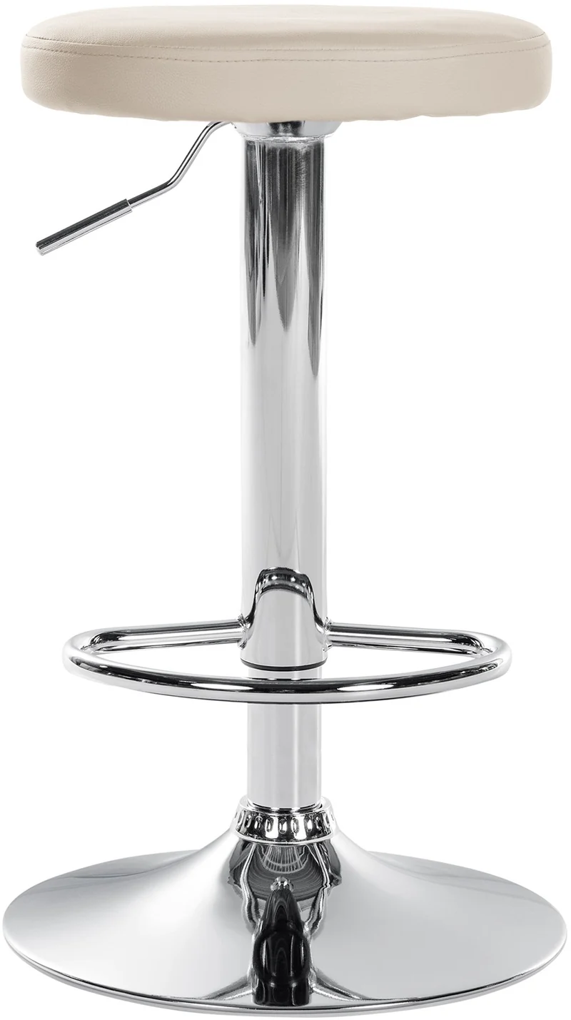 Tabouret de bar x1 design simple hauteur réglable revêtement en similicuir crème pieds en métal chromé 10_0006049