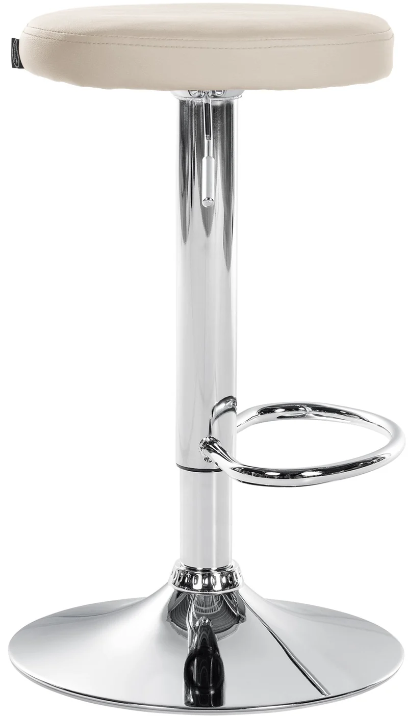 Tabouret de bar x1 design simple hauteur réglable revêtement en similicuir crème pieds en métal chromé 10_0006049