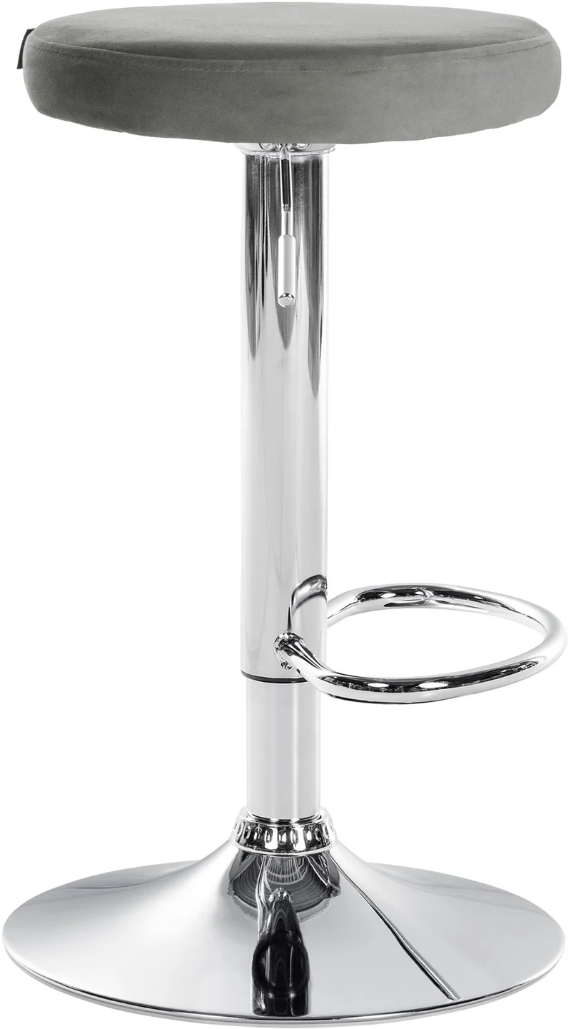 Tabouret de bar x1 design simple hauteur réglable revêtement en velours gris pieds en métal chromé 10_0005991