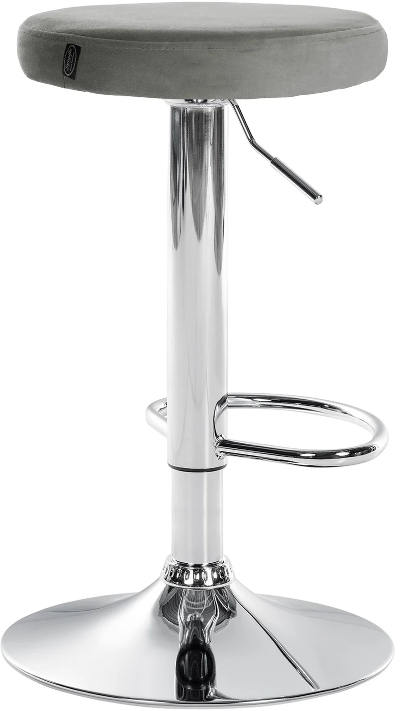 Tabouret de bar x1 design simple hauteur réglable revêtement en velours gris pieds en métal chromé 10_0005991