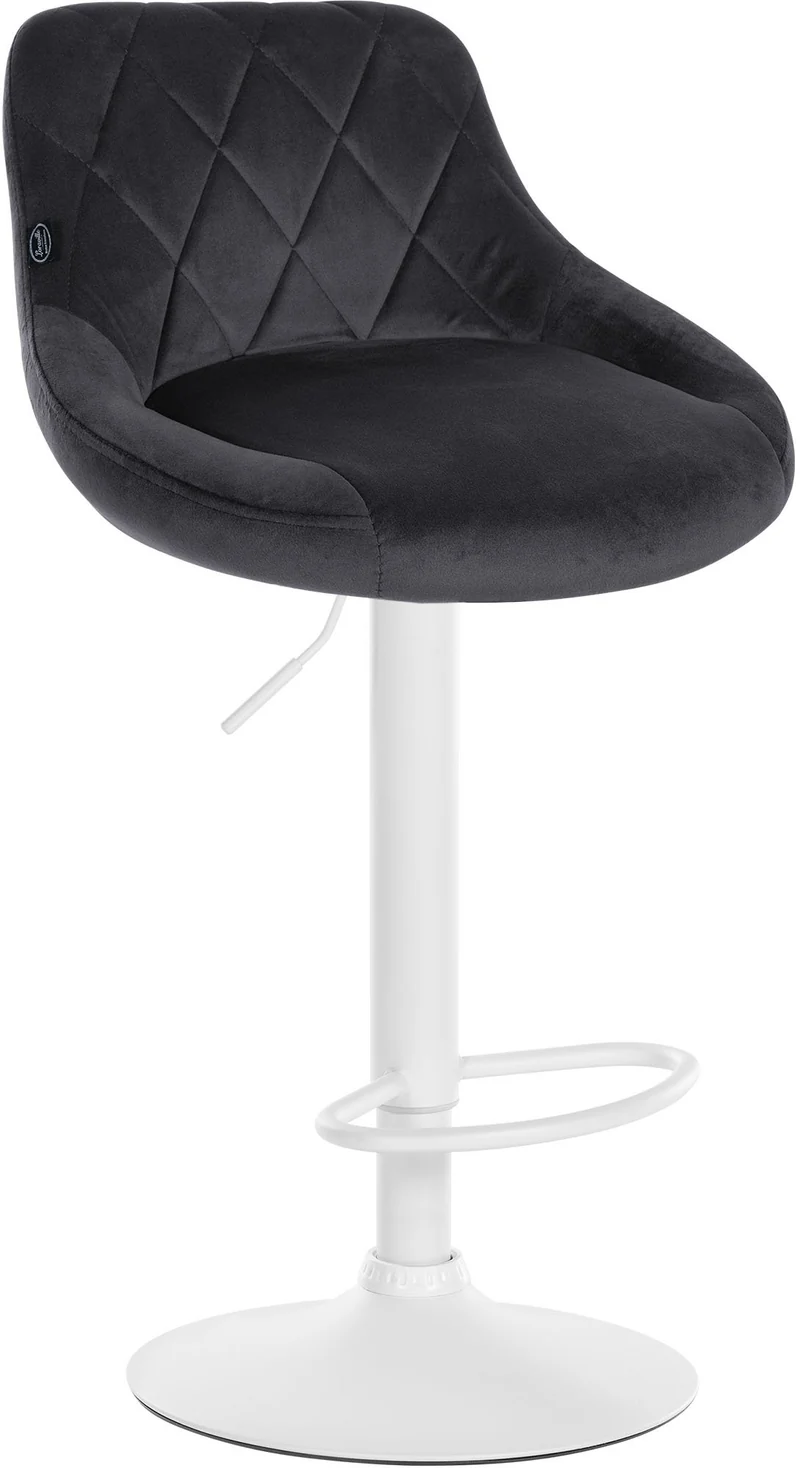 Lot de 2 tabourets de bar pivotant hauteur réglable en velours gris foncé surpiqûres décoratives cadre en métal blanc 10_0006895