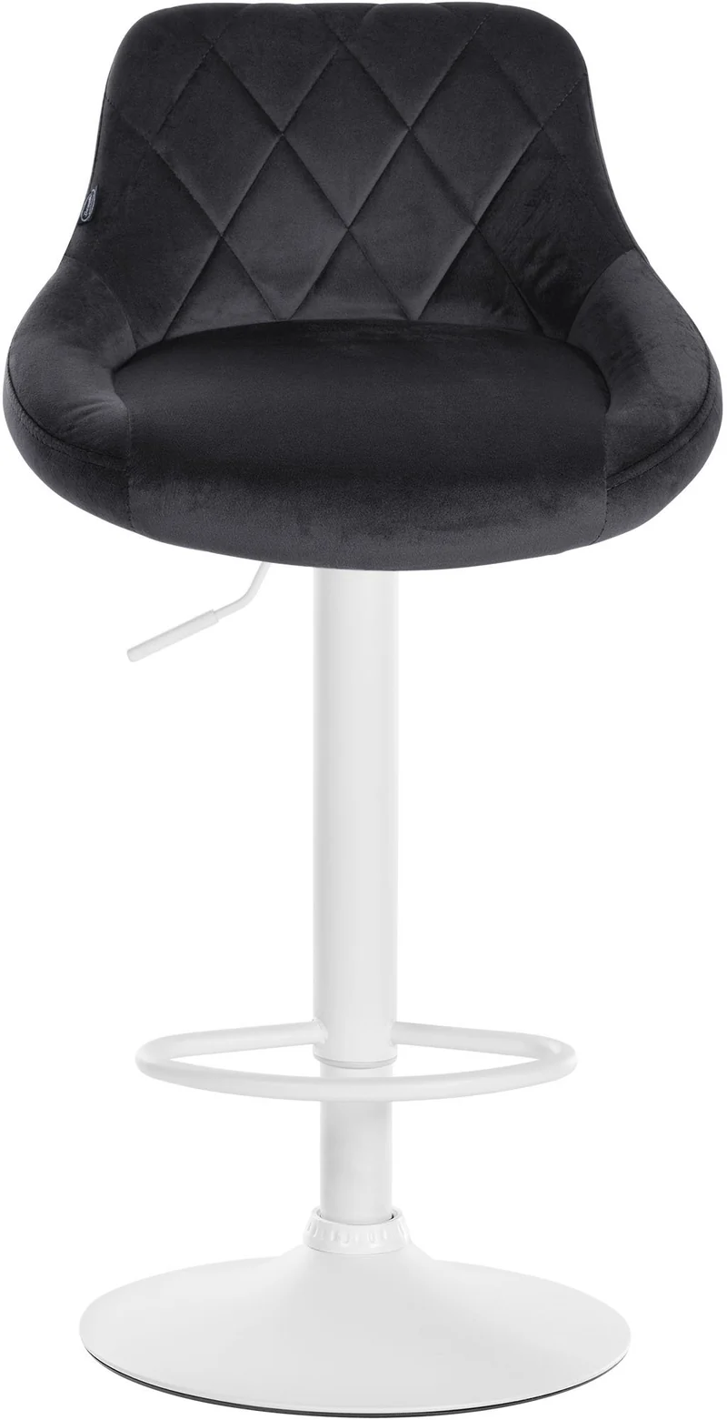 Lot de 2 tabourets de bar pivotant hauteur réglable en velours gris foncé surpiqûres décoratives cadre en métal blanc 10_0006895
