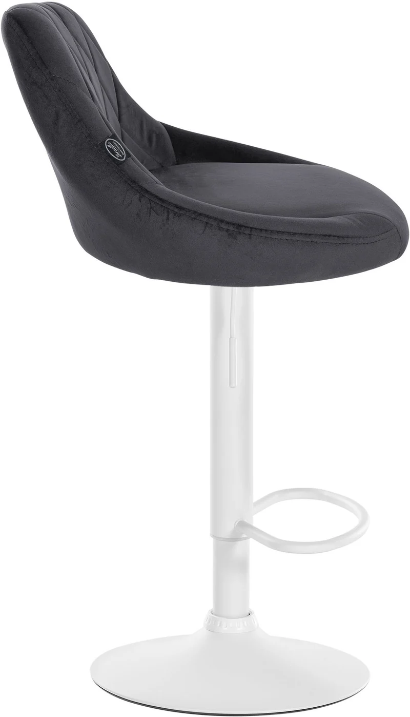 Lot de 2 tabourets de bar pivotant hauteur réglable en velours gris foncé surpiqûres décoratives cadre en métal blanc 10_0006895