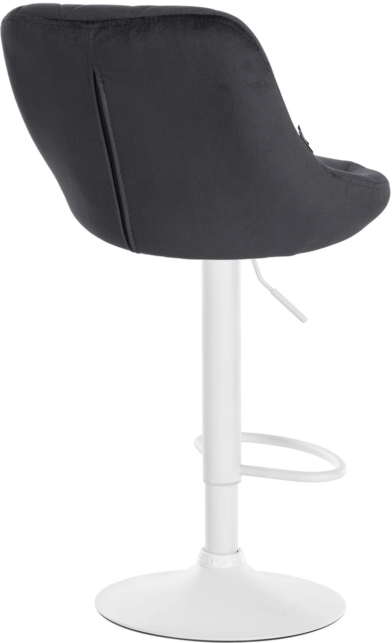 Lot de 2 tabourets de bar pivotant hauteur réglable en velours gris foncé surpiqûres décoratives cadre en métal blanc 10_0006895