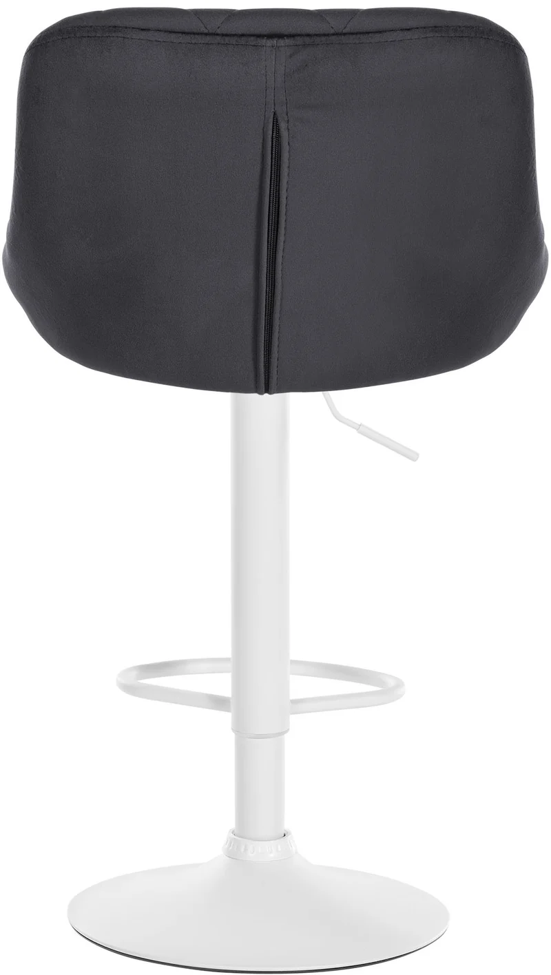 Lot de 2 tabourets de bar pivotant hauteur réglable en velours gris foncé surpiqûres décoratives cadre en métal blanc 10_0006895