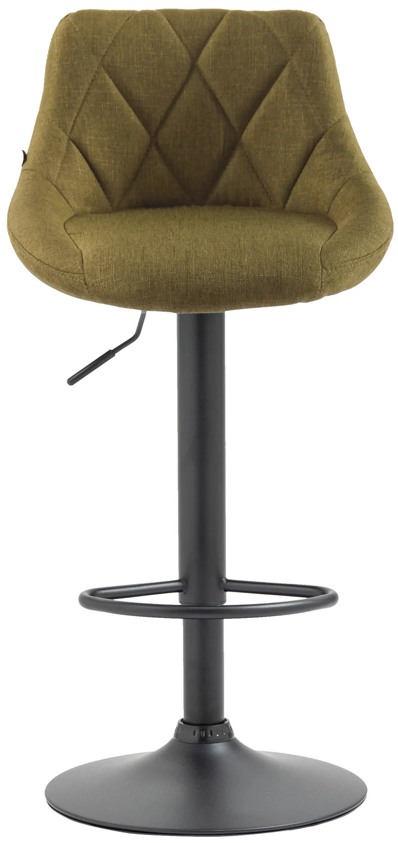 Tabouret de bar x1 pivotant hauteur réglable en tissu vert surpiqûres décoratives cadre en métal noir 10_0006364