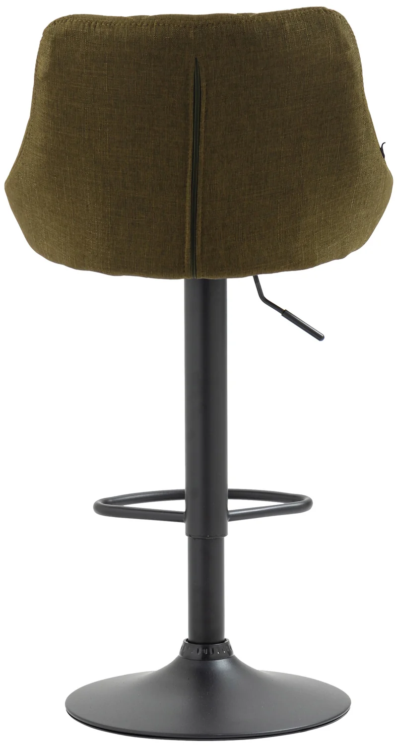 Tabouret de bar x1 pivotant hauteur réglable en tissu vert surpiqûres décoratives cadre en métal noir 10_0006364