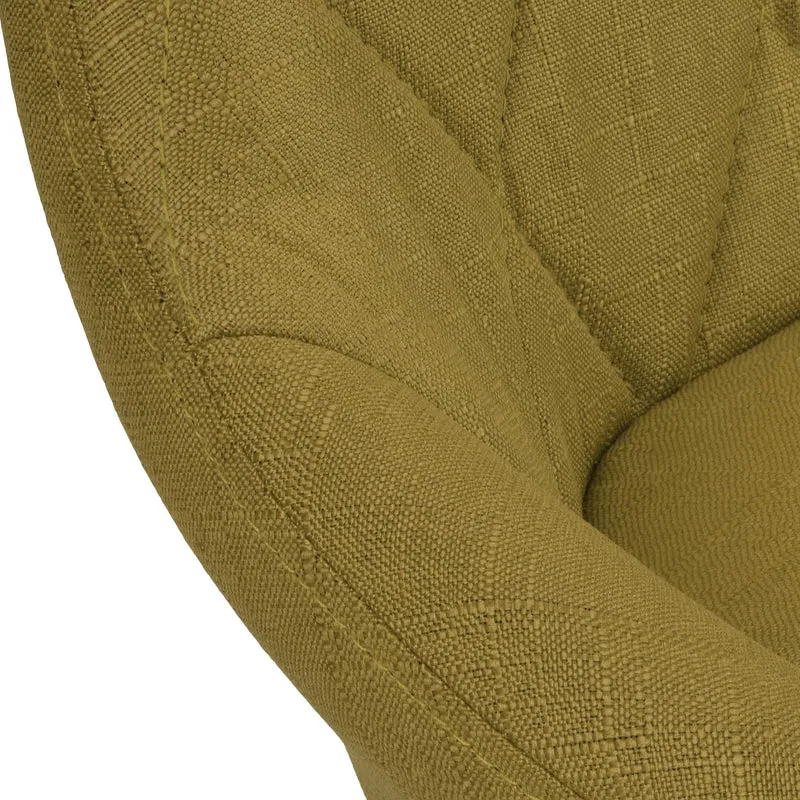 Tabouret de bar x1 pivotant hauteur réglable en tissu vert surpiqûres décoratives cadre en métal noir 10_0006364