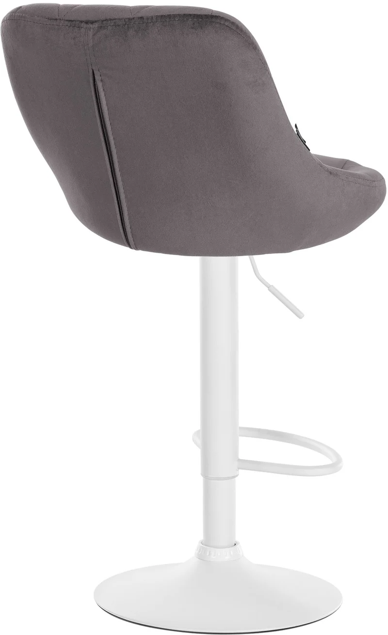 Lot de 2 tabourets de bar pivotant hauteur réglable en velours gris surpiqûres décoratives cadre en métal blanc 10_0006318