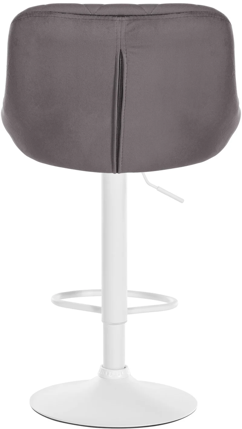 Lot de 2 tabourets de bar pivotant hauteur réglable en velours gris surpiqûres décoratives cadre en métal blanc 10_0006318
