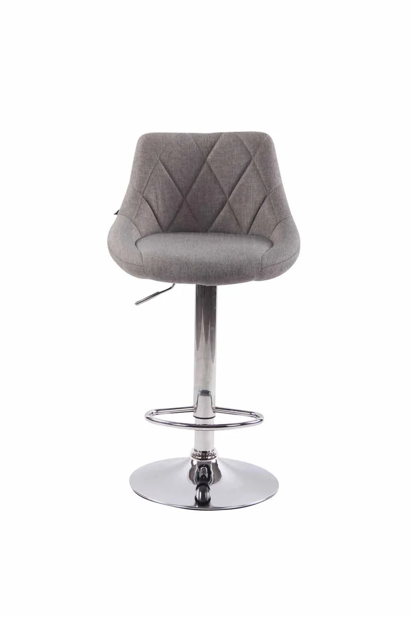 Lot de 2 tabourets de bar pivotant hauteur réglable en tissu gris surpiqûres décoratives cadre en métal chromé 10_0006198