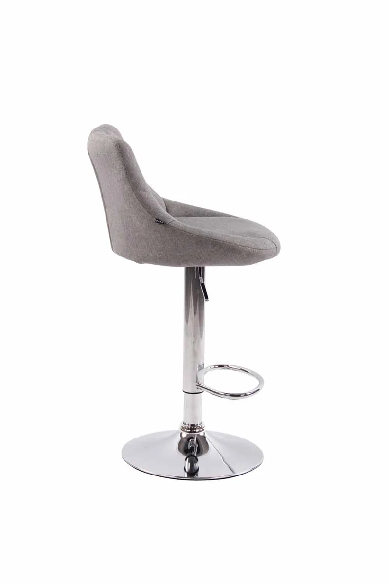 Lot de 2 tabourets de bar pivotant hauteur réglable en tissu gris surpiqûres décoratives cadre en métal chromé 10_0006198