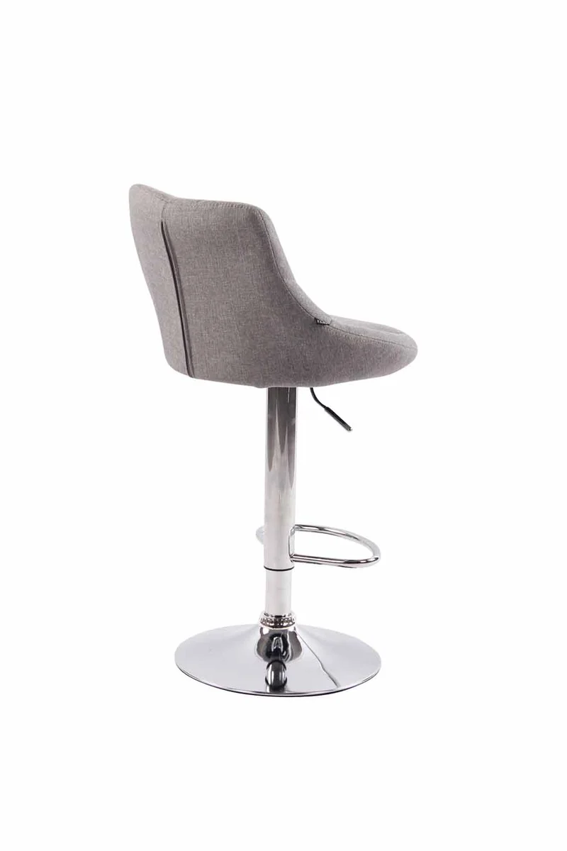 Lot de 2 tabourets de bar pivotant hauteur réglable en tissu gris surpiqûres décoratives cadre en métal chromé 10_0006198