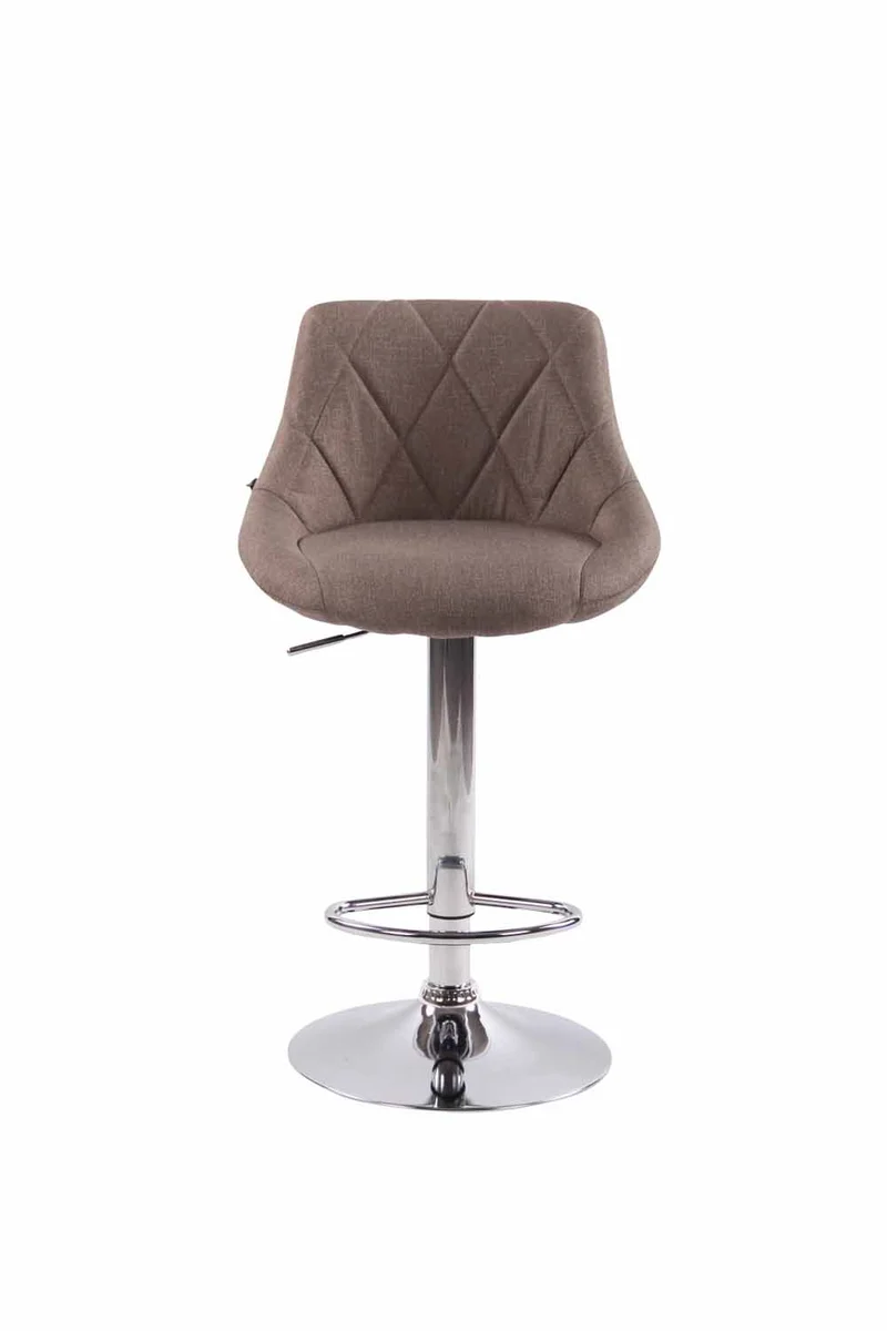 Lot de 2 tabourets de bar pivotant hauteur réglable en tissu taupe surpiqûres décoratives cadre en métal chromé 10_0006080