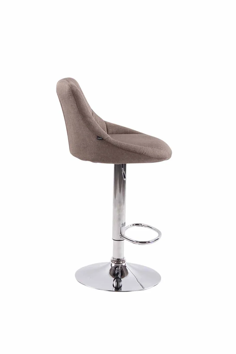 Lot de 2 tabourets de bar pivotant hauteur réglable en tissu taupe surpiqûres décoratives cadre en métal chromé 10_0006080