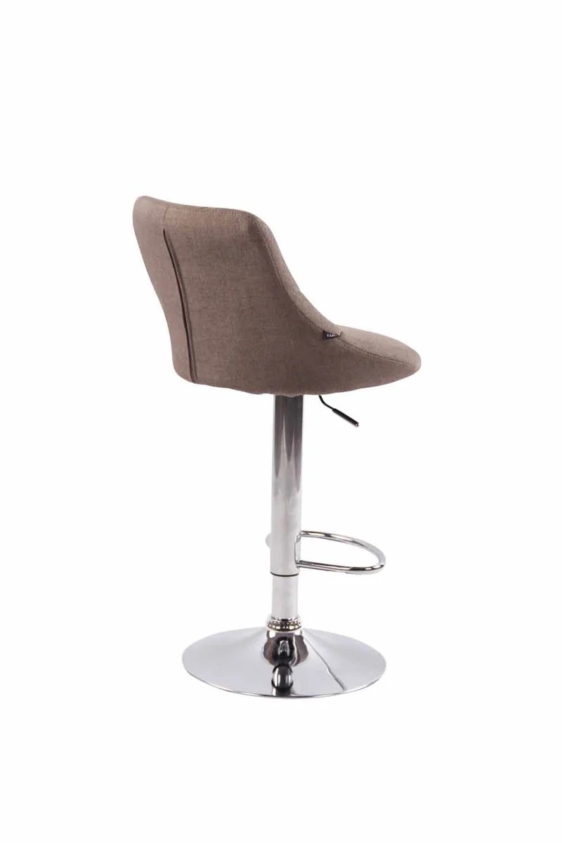 Lot de 2 tabourets de bar pivotant hauteur réglable en tissu taupe surpiqûres décoratives cadre en métal chromé 10_0006080