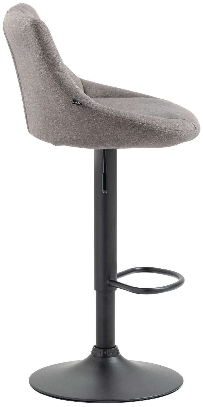 Tabouret de bar x1 pivotant hauteur réglable en tissu gris surpiqûres décoratives cadre en métal noir 10_0005835
