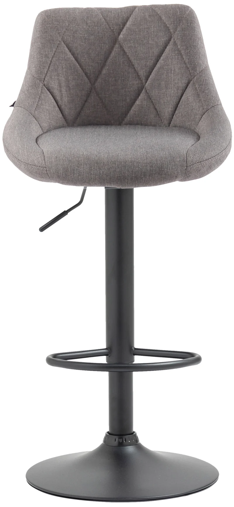 Tabouret de bar x1 pivotant hauteur réglable en tissu gris surpiqûres décoratives cadre en métal noir 10_0005835