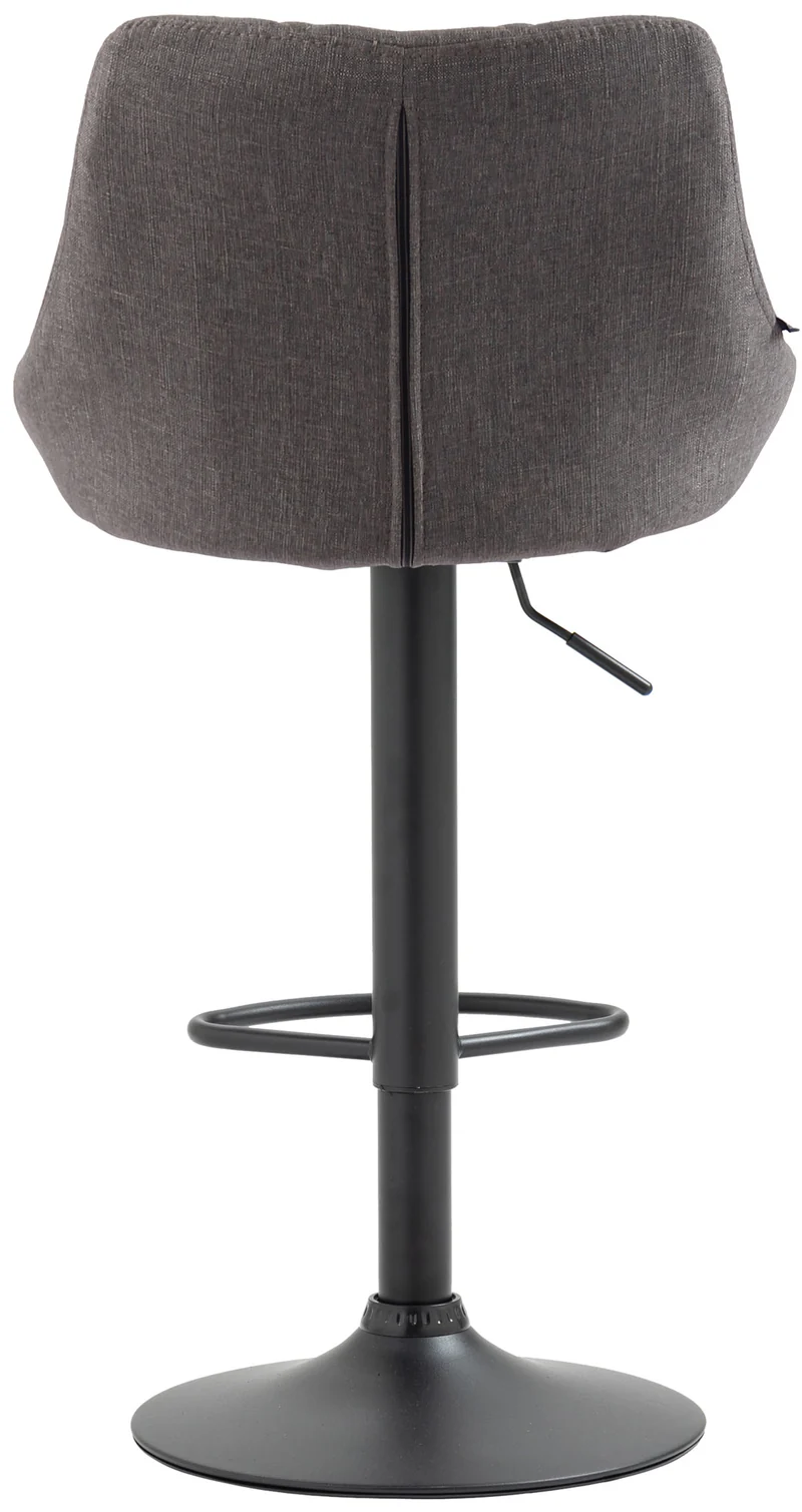 Tabouret de bar x1 pivotant hauteur réglable en tissu gris surpiqûres décoratives cadre en métal noir 10_0005835